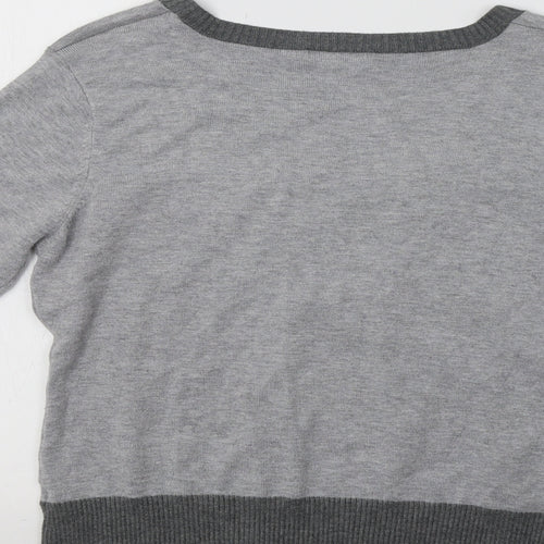 M&Co Womens Grey Striped  Pullover Jumper Size M