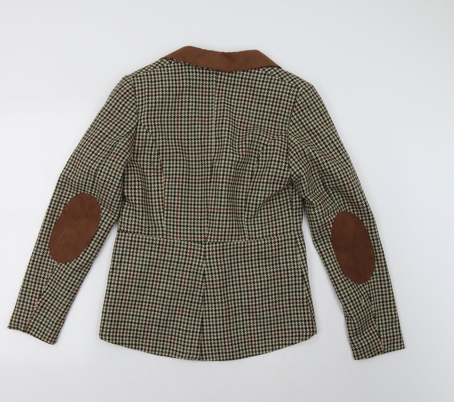 H&M Womens Beige Check  Jacket Blazer Size 12