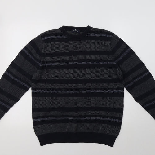 M&S Mens Blue Striped  Pullover Jumper Size M