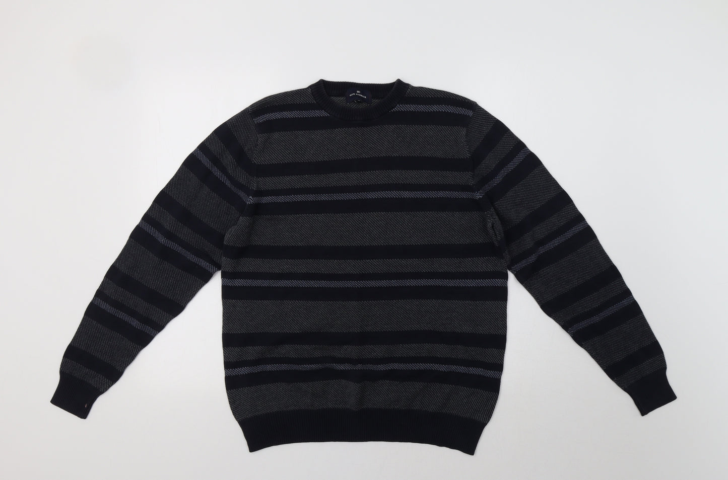 M&S Mens Blue Striped  Pullover Jumper Size M