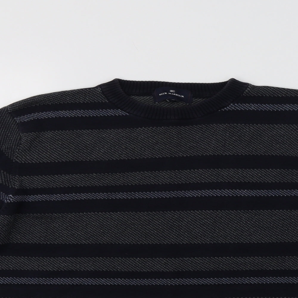 M&S Mens Blue Striped  Pullover Jumper Size M