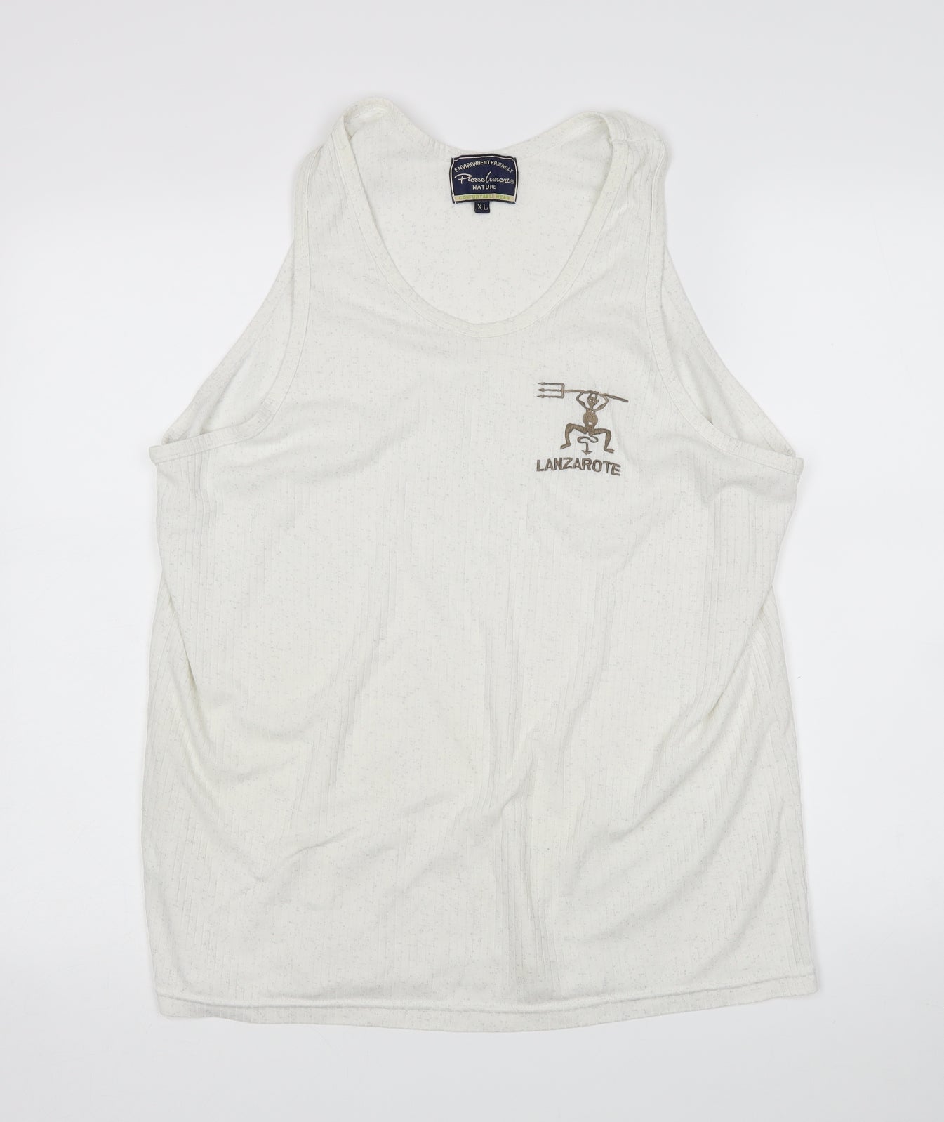 Pierre Loawrent  Mens White   Basic Tank Size XL  - Lanzarote