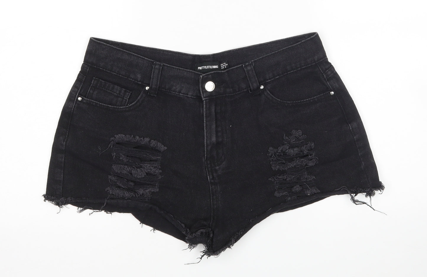 PRETTYLITTLETHING Womens Black   Hot Pants Shorts Size 12