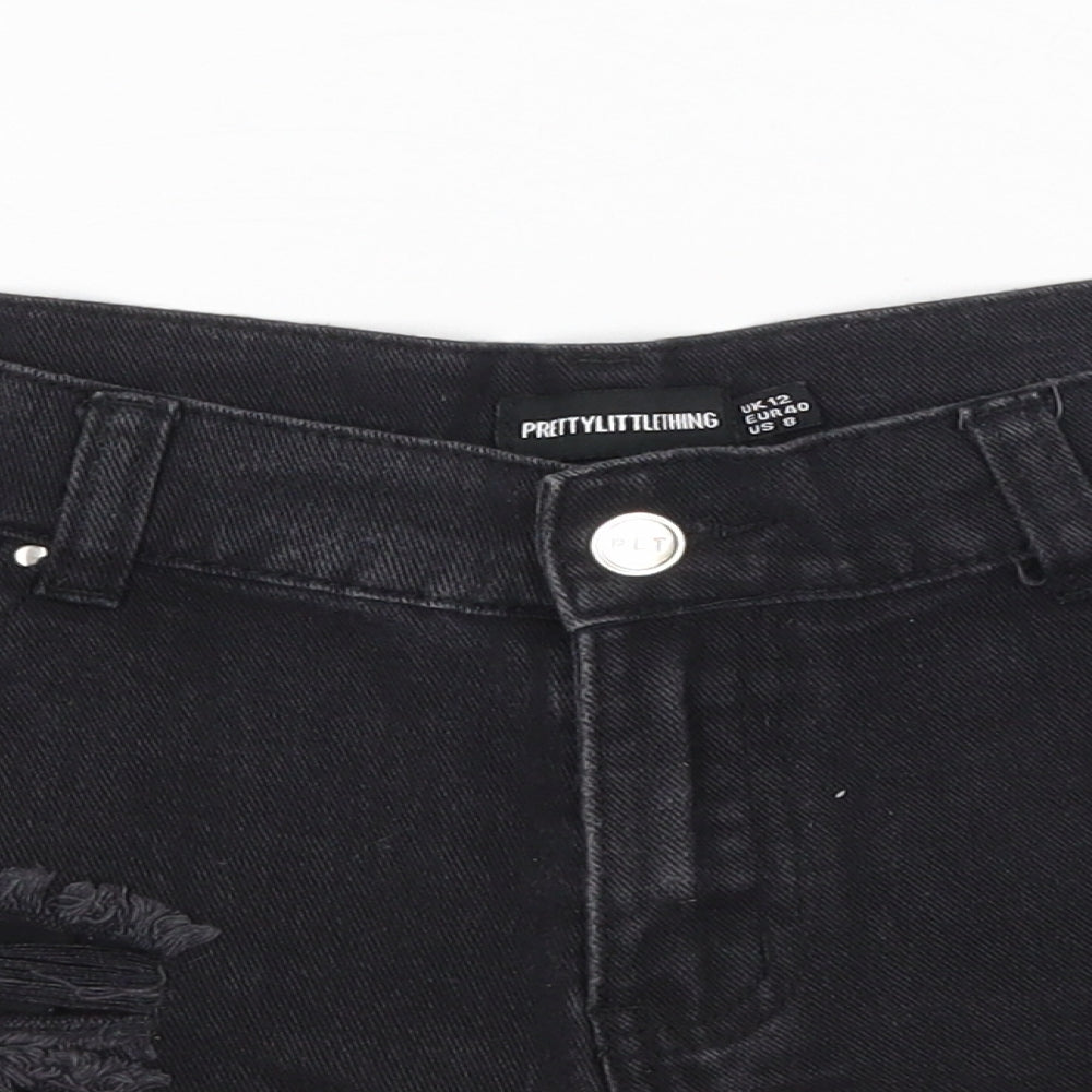 PRETTYLITTLETHING Womens Black   Hot Pants Shorts Size 12