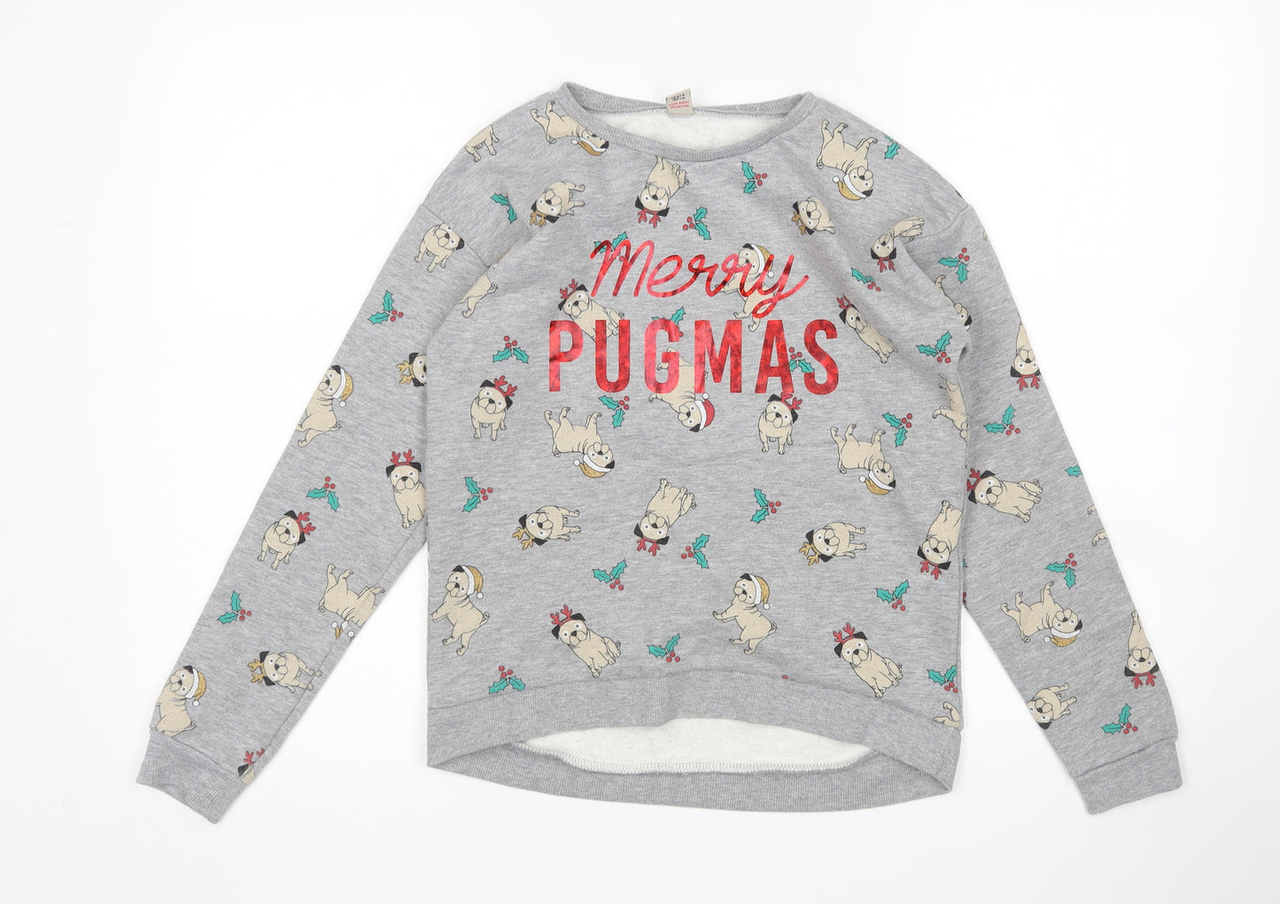 TU Girls Grey   Pullover Sweatshirt Size 12 Years  - Christmas