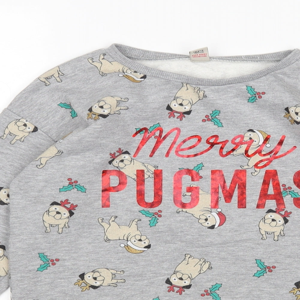 TU Girls Grey   Pullover Sweatshirt Size 12 Years  - Christmas
