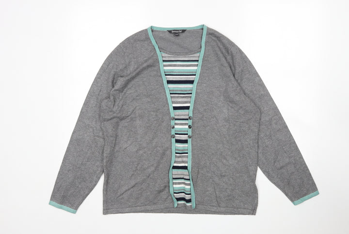 Bonmarche Womens Multicoloured Striped Pullover Jumper Size 16