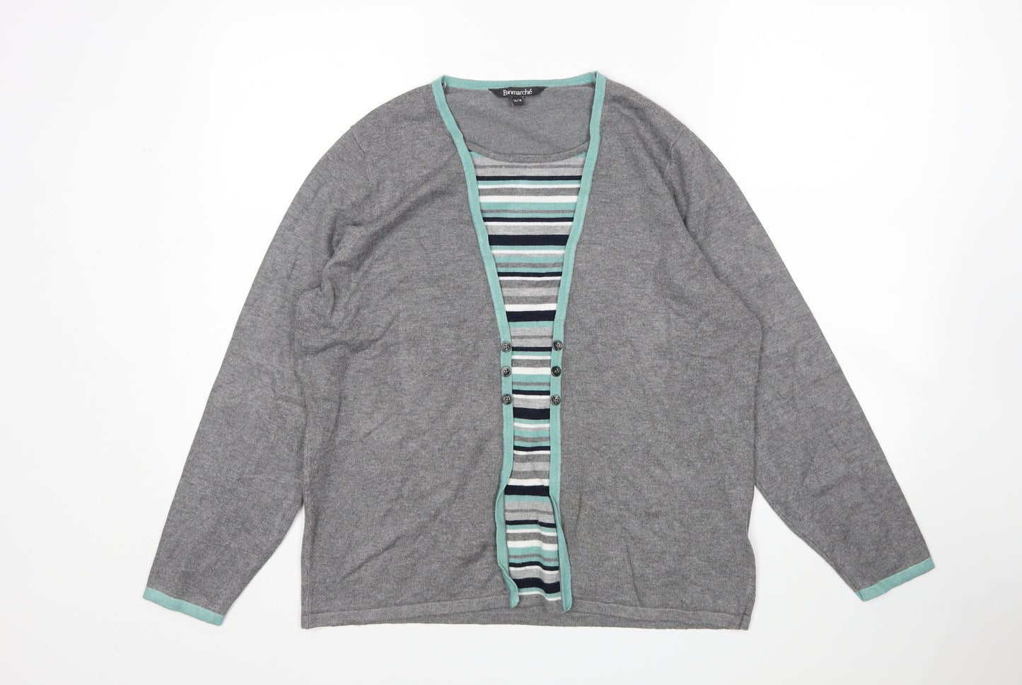 Bonmarche Womens Multicoloured Striped  Pullover Jumper Size 16