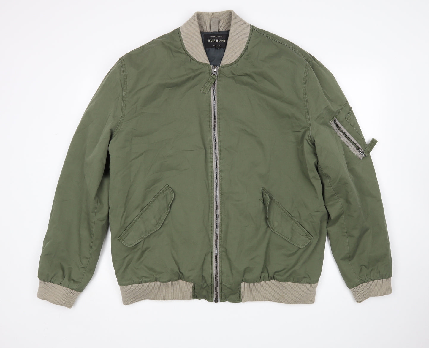 River Island Mens Green   Bomber Jacket Jacket Size 2XL