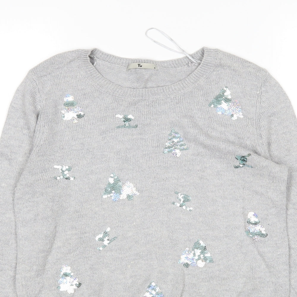 TU Womens Grey   Pullover Jumper Size 8  - Christmas