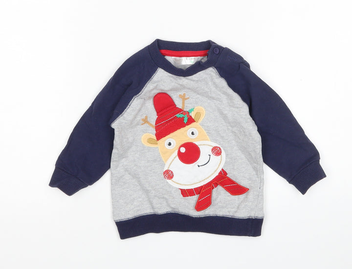 M&Co Boys Multicoloured Pullover Jumper Size 9-12 Months - Christmas