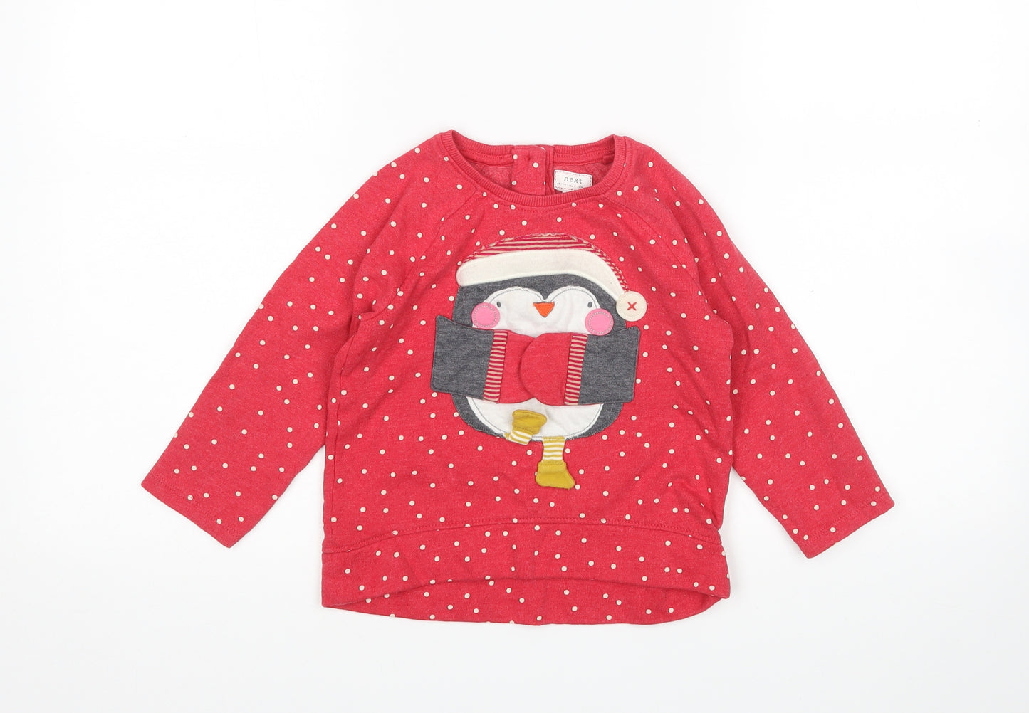 NEXT Girls Red Polka Dot  Pullover Jumper Size 2-3 Years  - Christmas