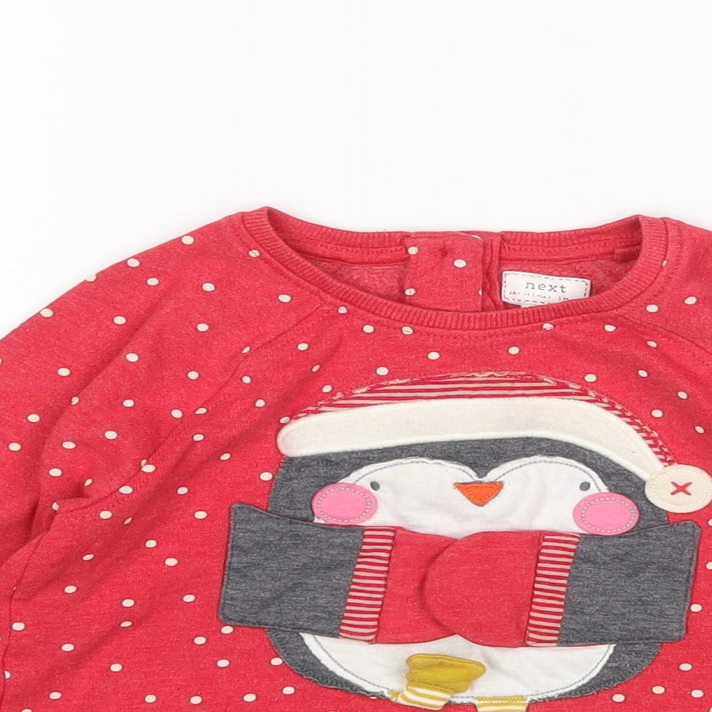NEXT Girls Red Polka Dot  Pullover Jumper Size 2-3 Years  - Christmas