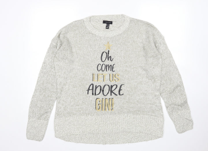New Look Womens Grey Pullover Jumper Size M