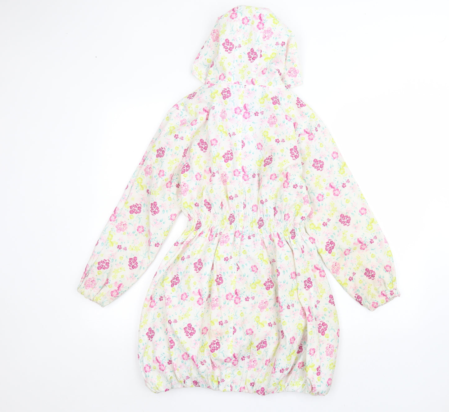 TU Girls White Floral  Rain Coat Coat Size 9-10 Years