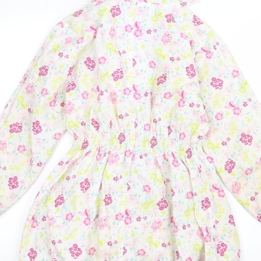 TU Girls White Floral  Rain Coat Coat Size 9-10 Years