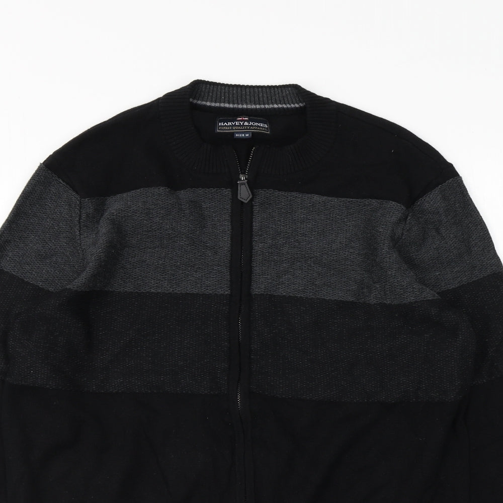 Harvey & jones Mens Black   Full Zip Jumper Size M