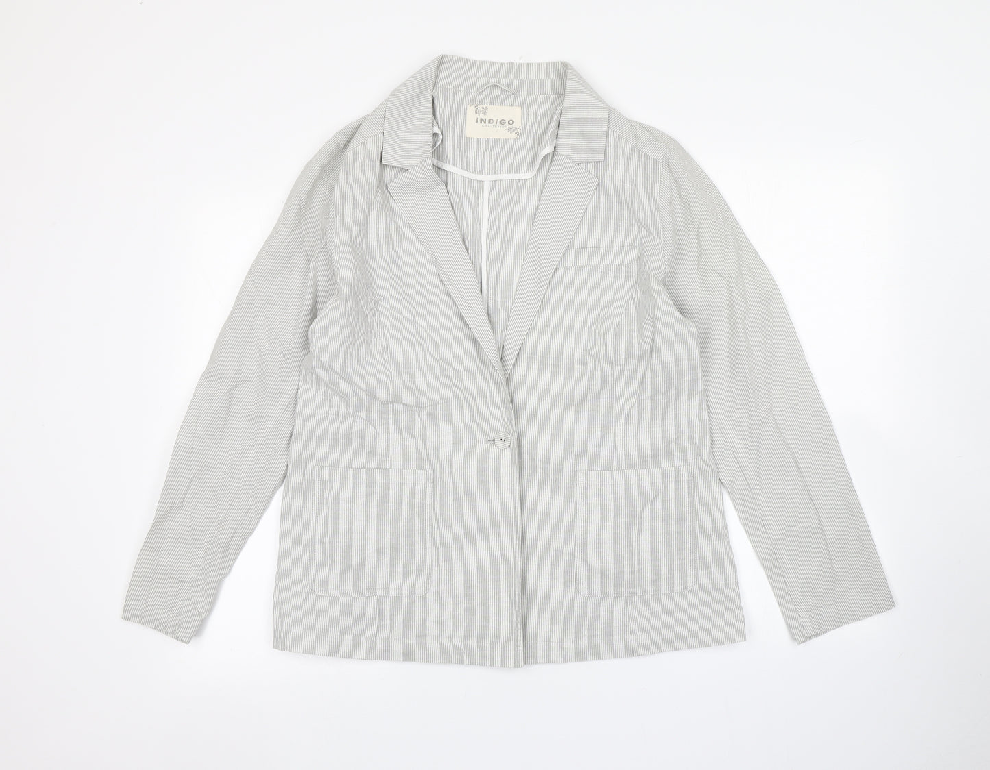 Marks and Spencer Womens White Striped  Jacket  Size 16