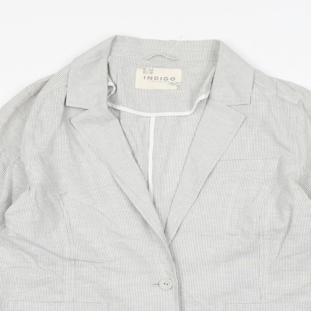 Marks and Spencer Womens White Striped  Jacket  Size 16