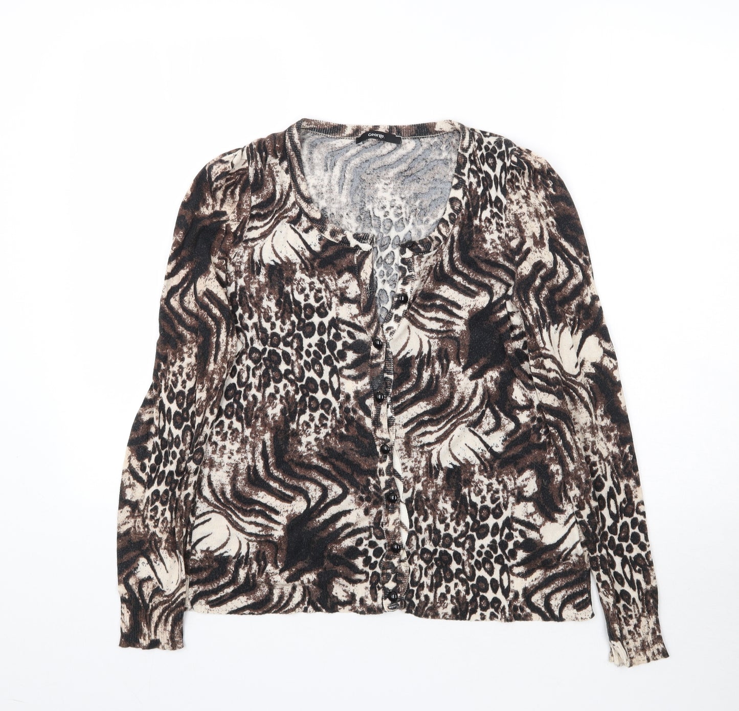 George Womens Multicoloured Animal Print Knit Cardigan Jumper Size 16