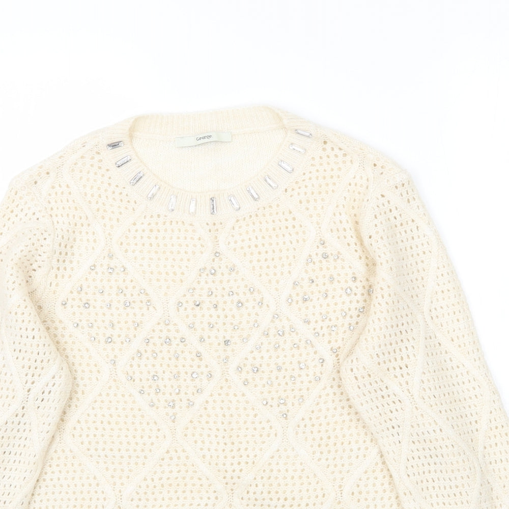 George Womens Ivory  Knit Pullover Jumper Size 16