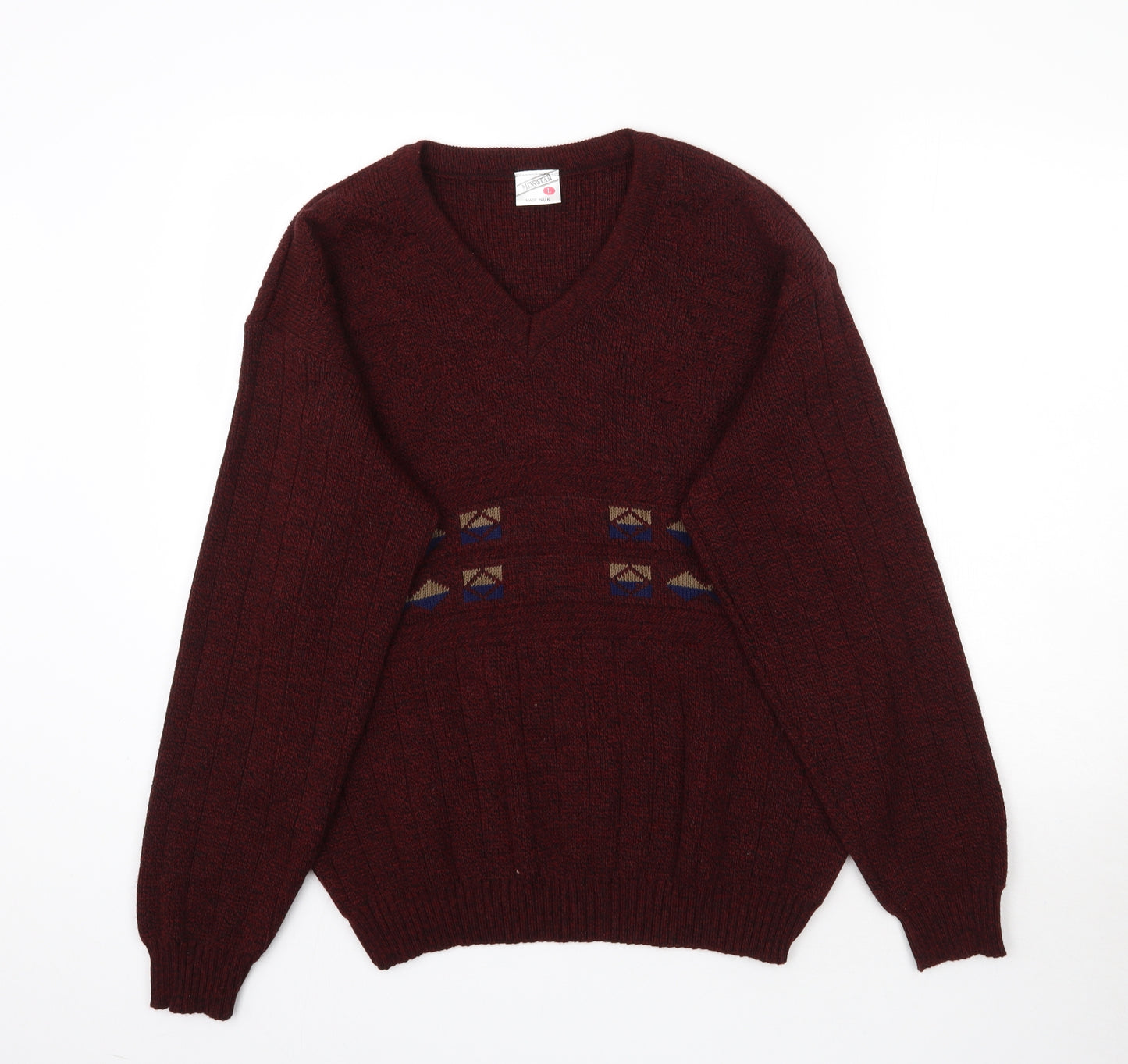 Menswear Mens Red  Knit Pullover Jumper Size L