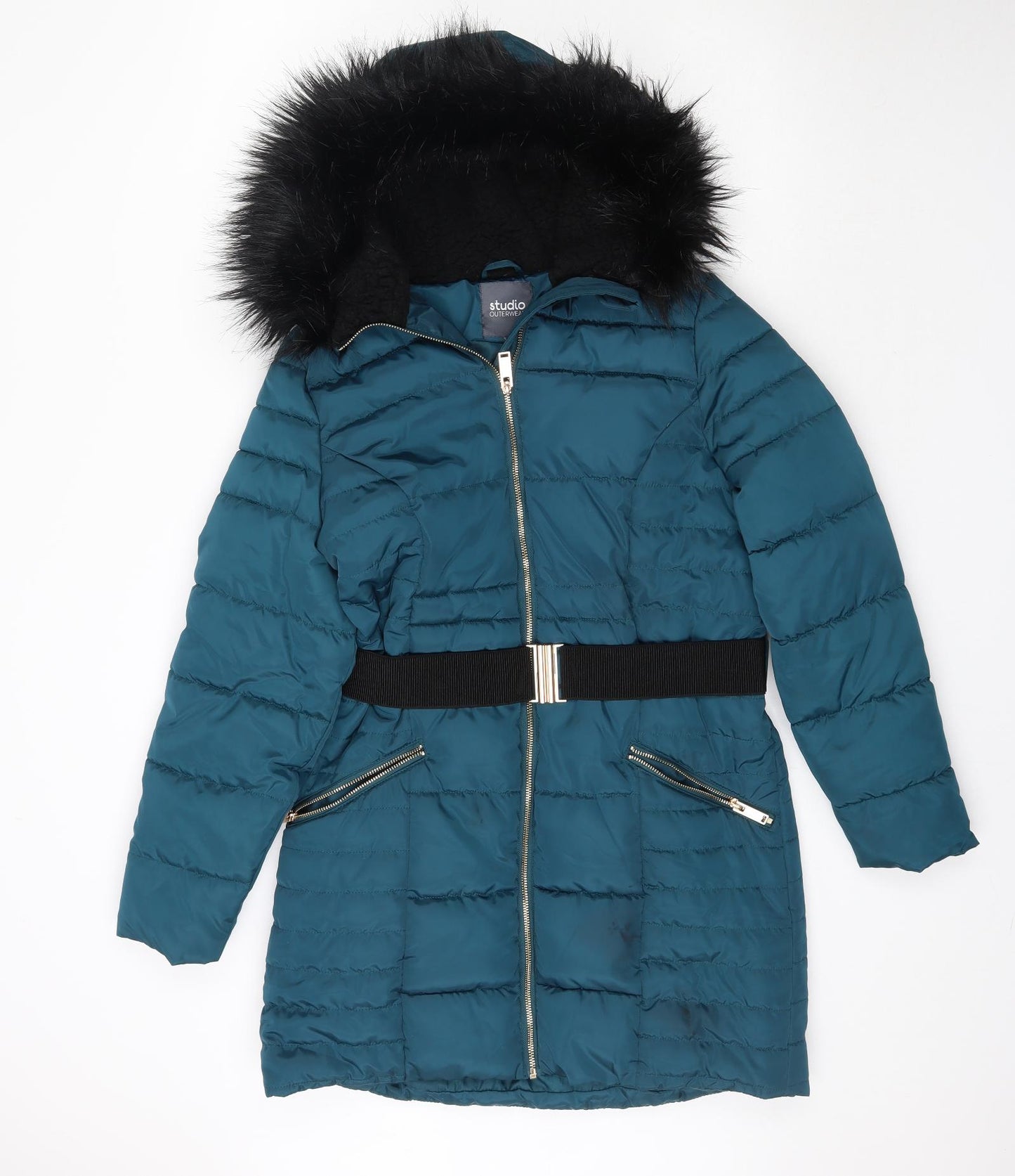 Studio Outerwear Womens Green   Puffer Jacket Coat Size 12