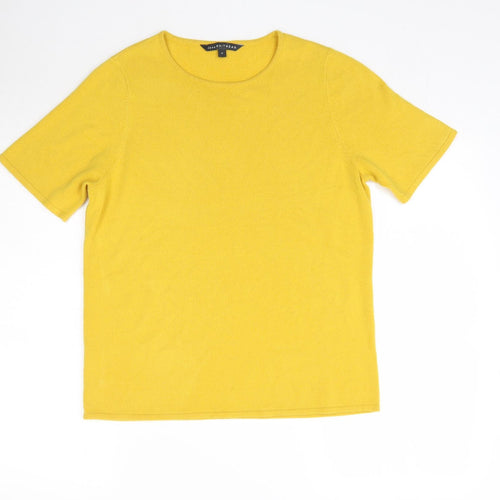 Love Knitwear Womens Yellow  Knit Basic T-Shirt Size 14