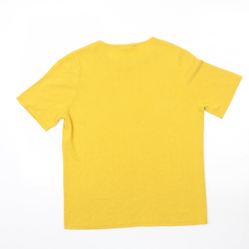 Love Knitwear Womens Yellow  Knit Basic T-Shirt Size 14