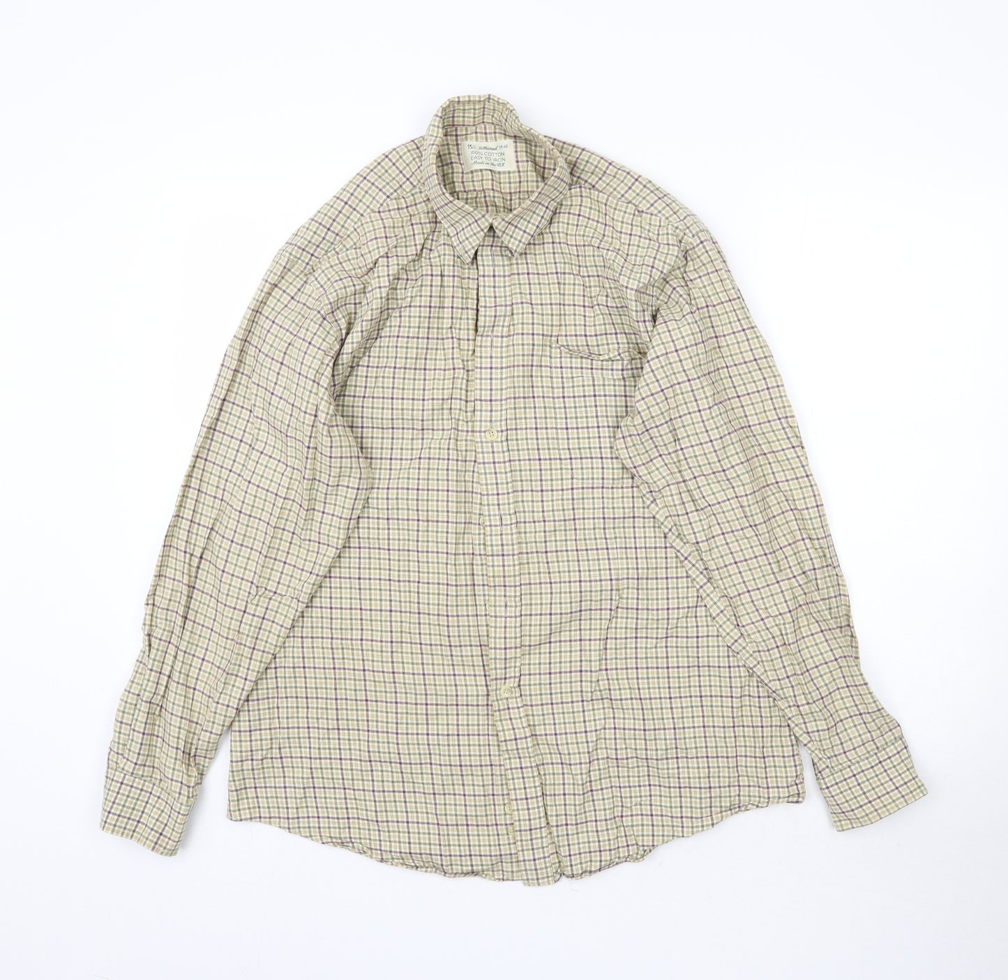 St Michael Mens Multicoloured Plaid   Button-Up Size 39