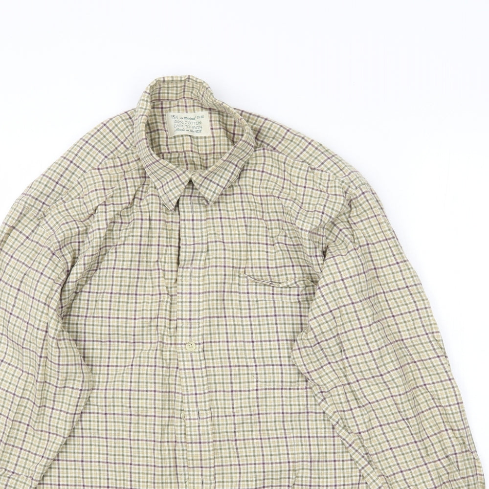 St Michael Mens Multicoloured Plaid   Button-Up Size 39