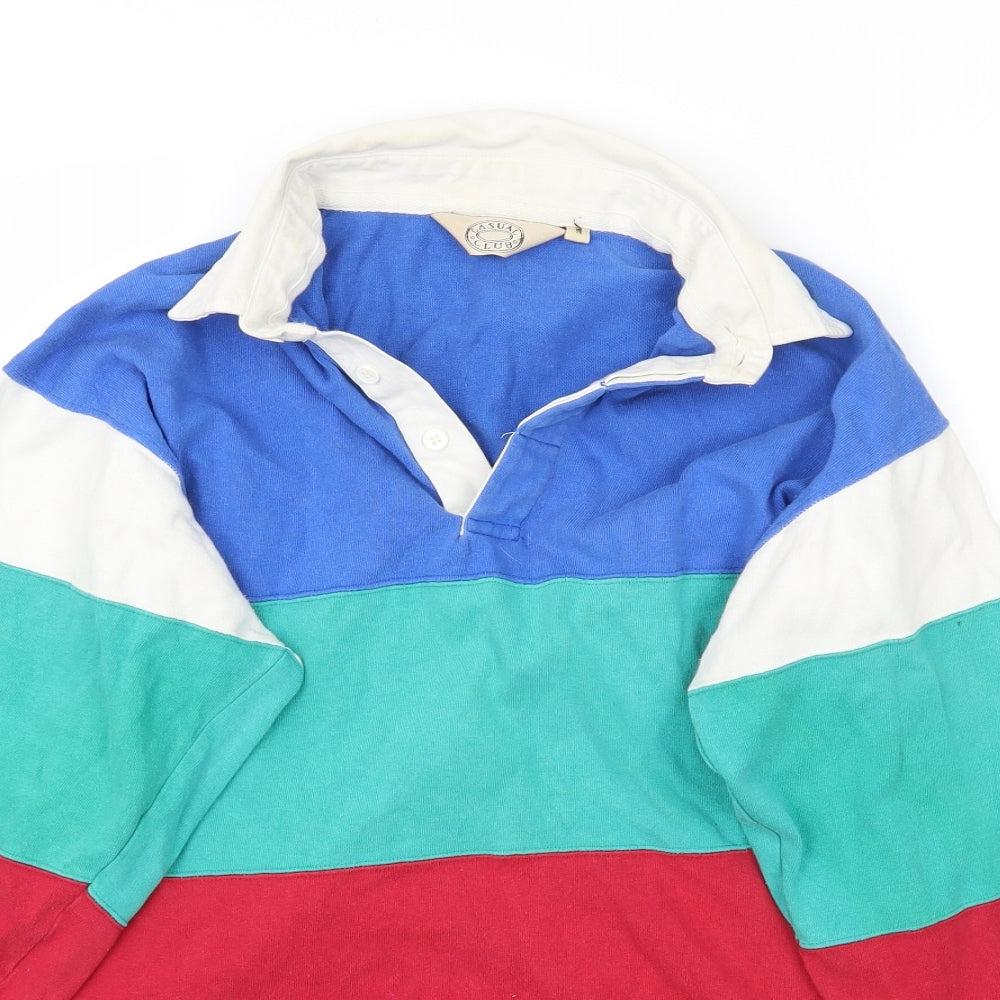 Casual Club Mens Multicoloured Striped   Polo Size S  - Rugby