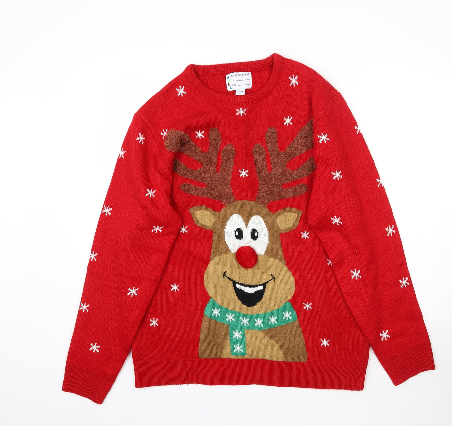 Primark Mens Red   Pullover Jumper Size XL  - Christmas Rudolph Reindeer
