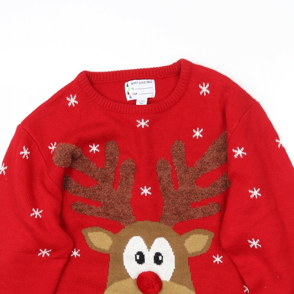 Primark Mens Red   Pullover Jumper Size XL  - Christmas Rudolph Reindeer