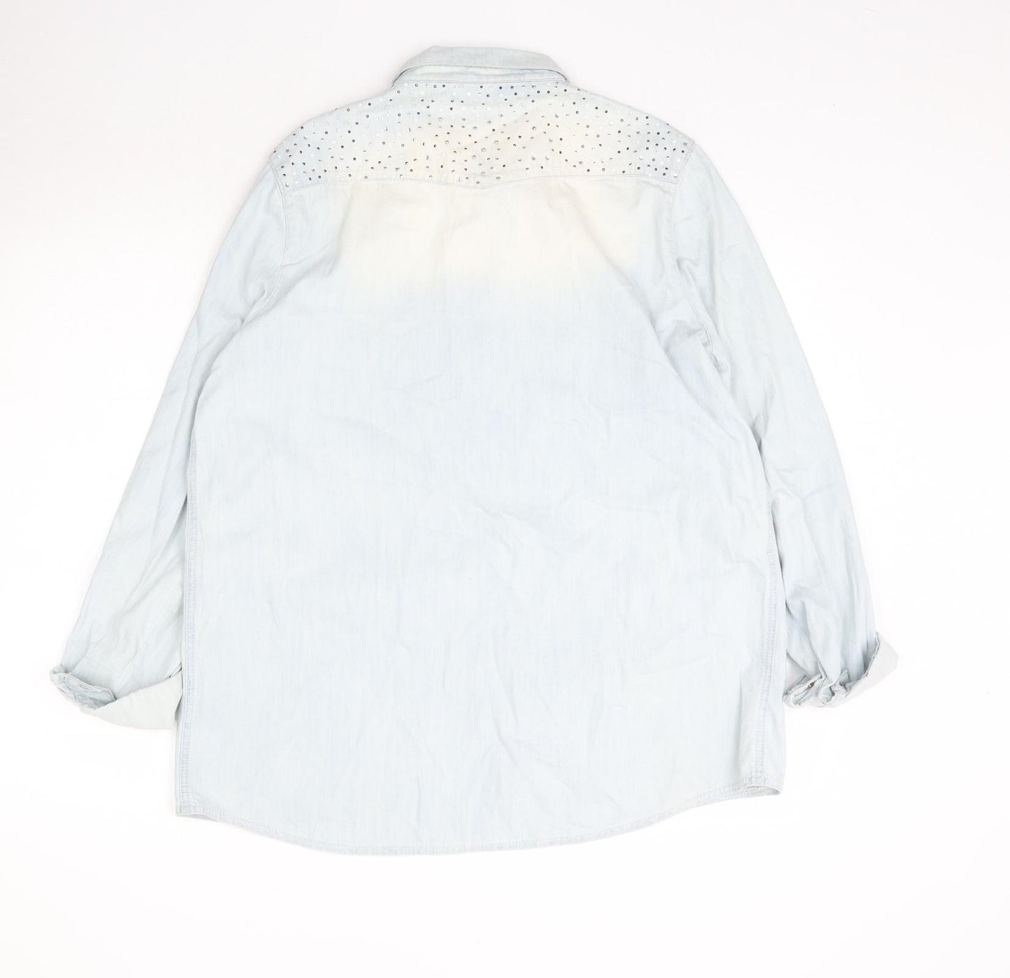 River Island Womens Blue  Denim Basic Button-Up Size 16