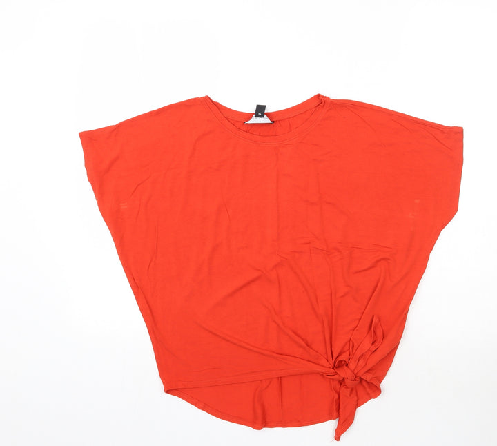 New Look Womens Orange Basic T-Shirt Size 8 - Tie detail