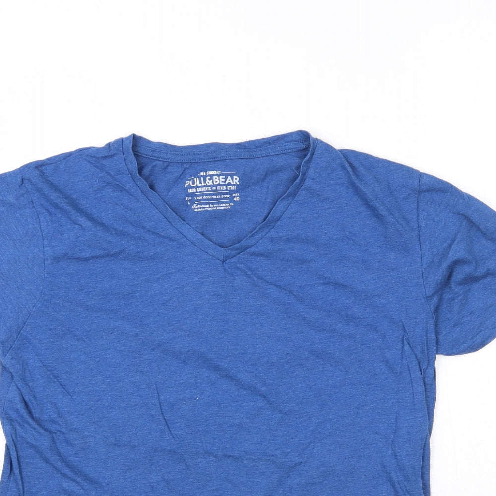 Pull&Bear Mens Blue    T-Shirt Size L