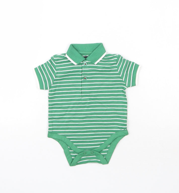 BY Very Baby Green Striped  Basic Polo Size 0-3 Months