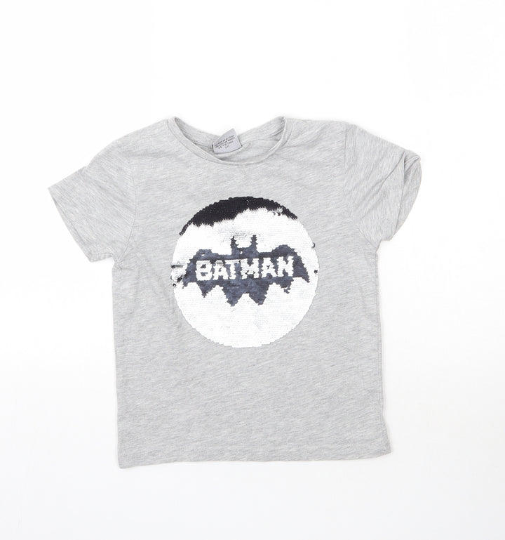 Primark Girls Grey   Basic T-Shirt Size 7-8 Years  - Batman