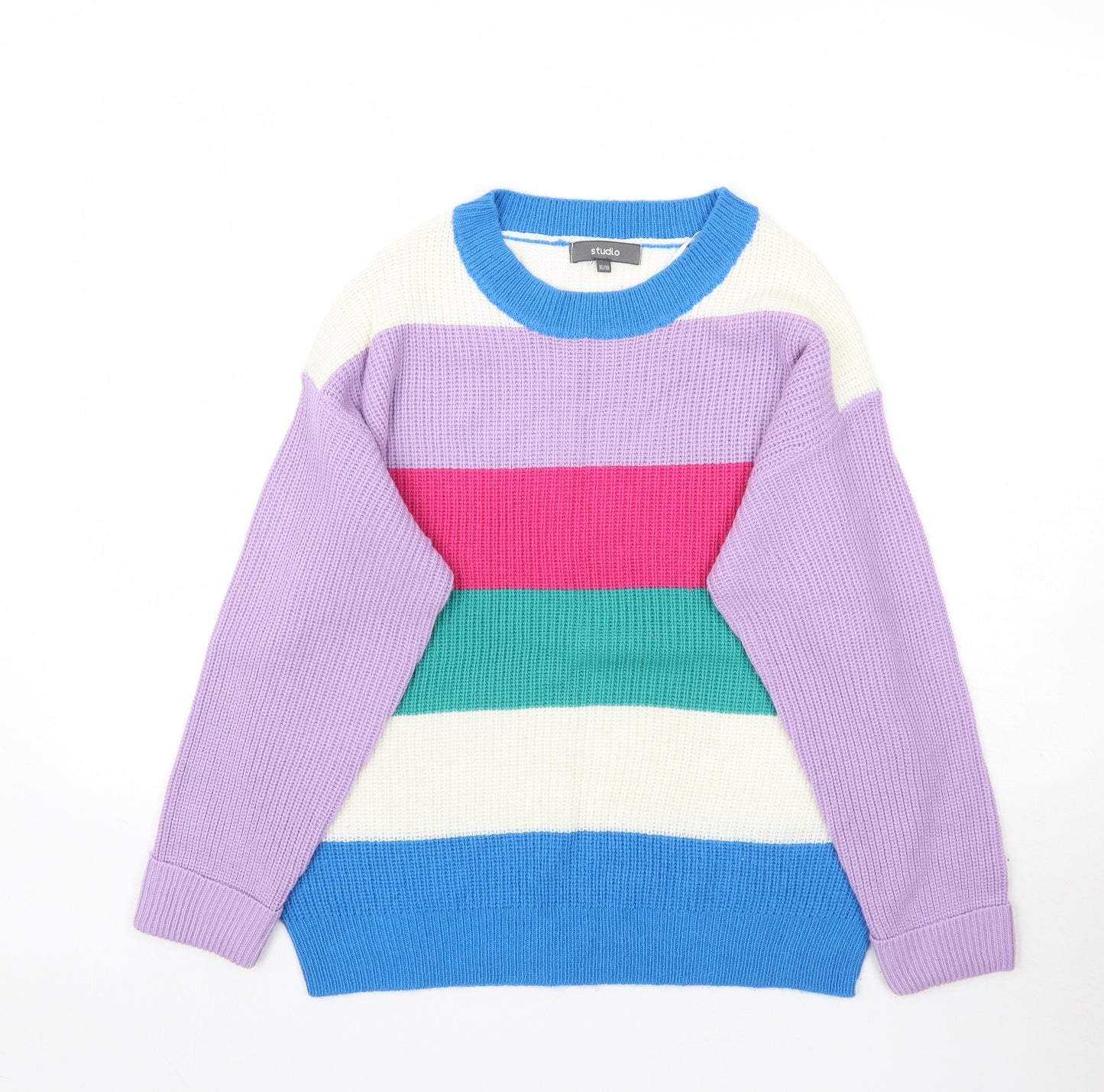 Studio Womens Multicoloured Striped Knit Pullover Jumper Size 16