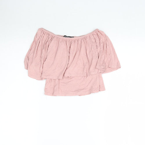 Boohoo Womens Pink   Cropped Blouse Size 8