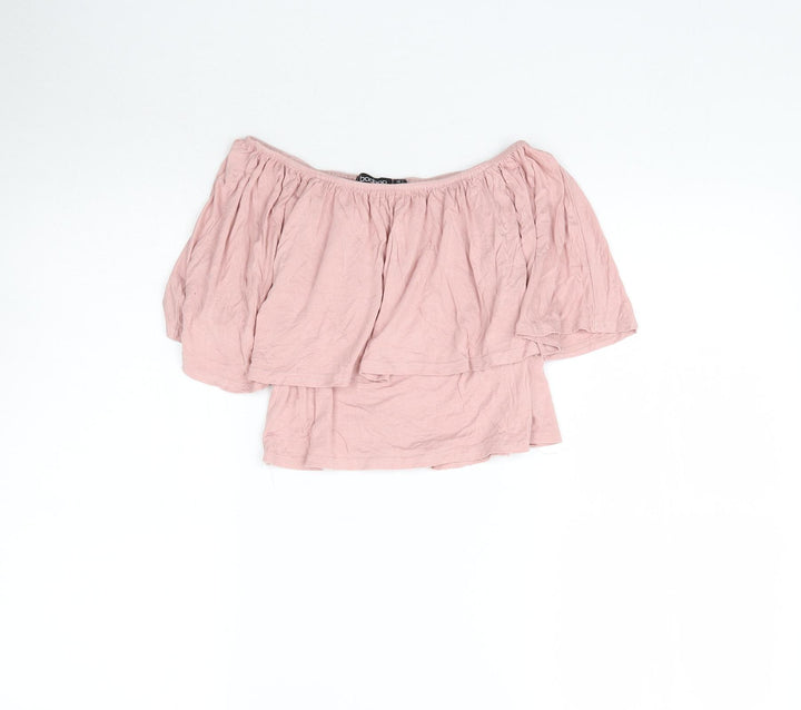 Boohoo Womens Pink   Cropped Blouse Size 8