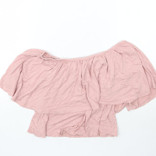 Boohoo Womens Pink   Cropped Blouse Size 8