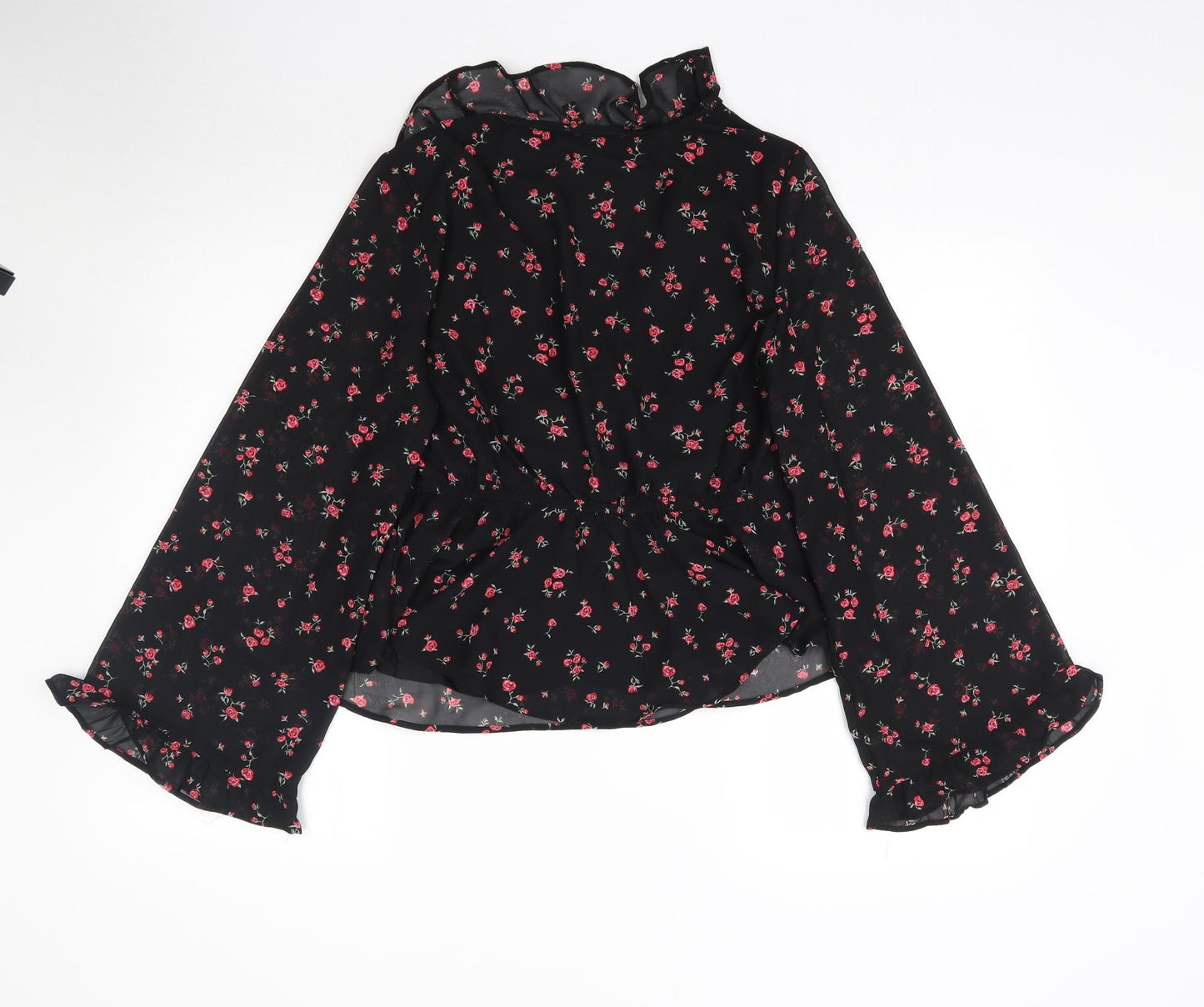 H&M Womens Black Floral  Basic Blouse Size 12