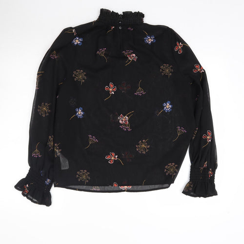 New Look Womens Black Floral  Basic Blouse Size 10