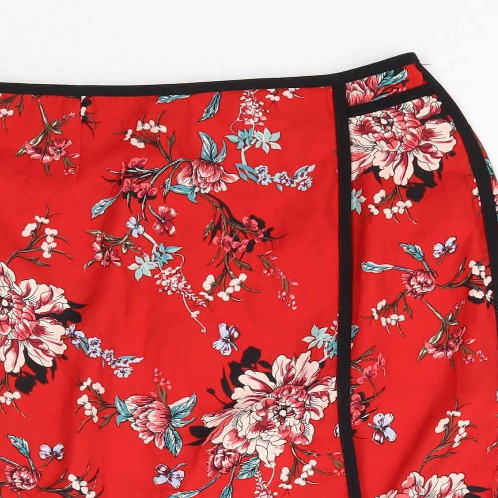 River Island Womens Red Floral  Mini Skirt Size 12