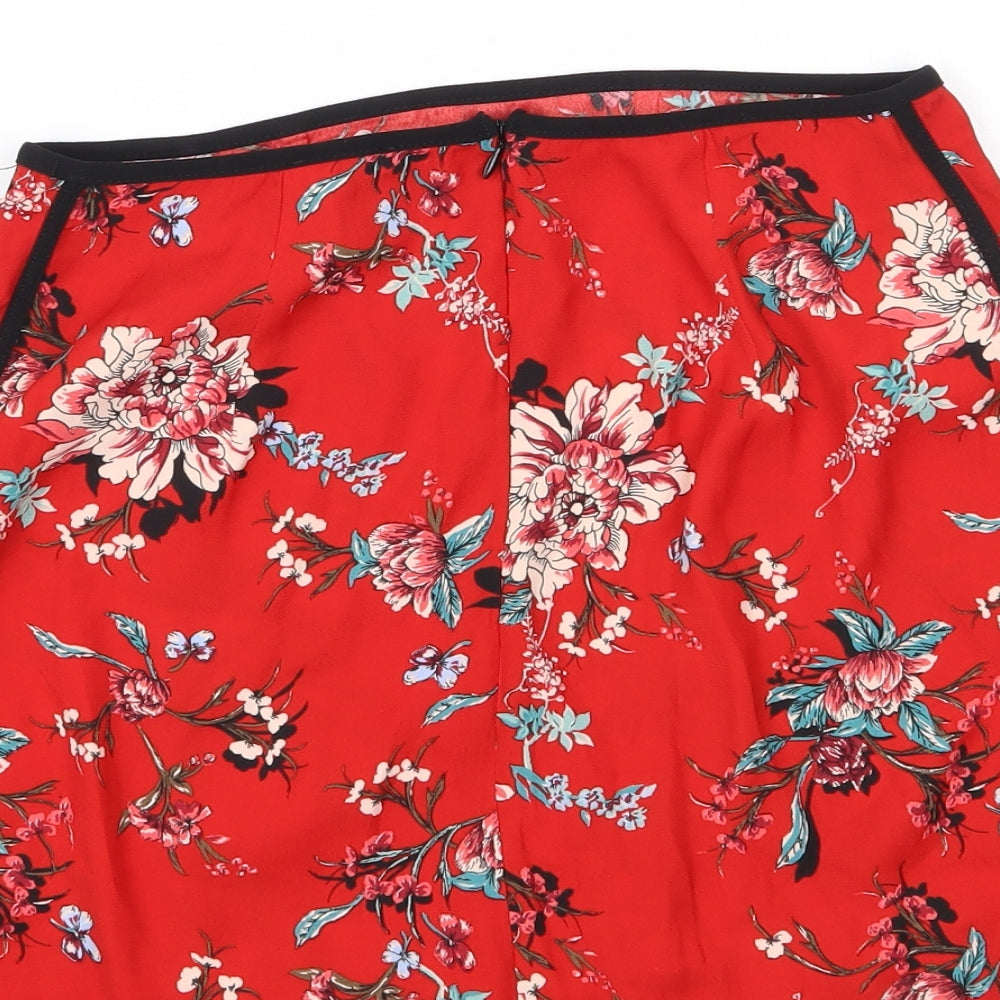 River Island Womens Red Floral  Mini Skirt Size 12