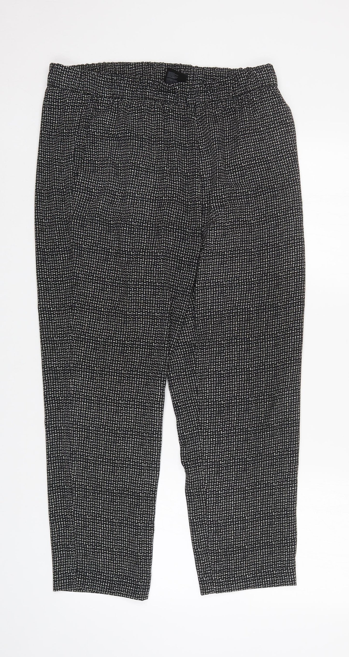 H&M Womens Black Herringbone  Trousers  Size 12 L27 in - Elastic Waist