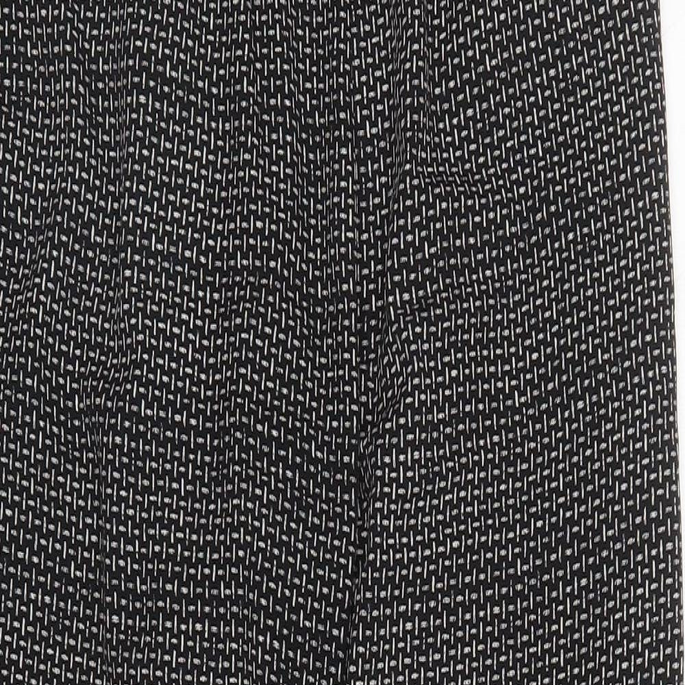 H&M Womens Black Herringbone  Trousers  Size 12 L27 in - Elastic Waist