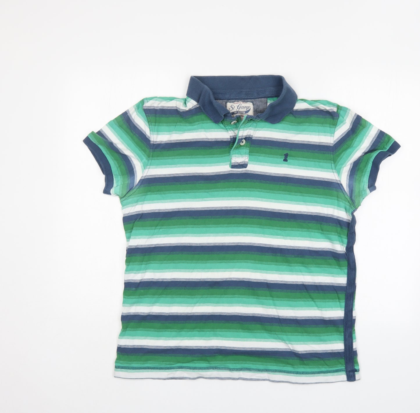 Duffer of St. George Mens Green Striped   Polo Size L